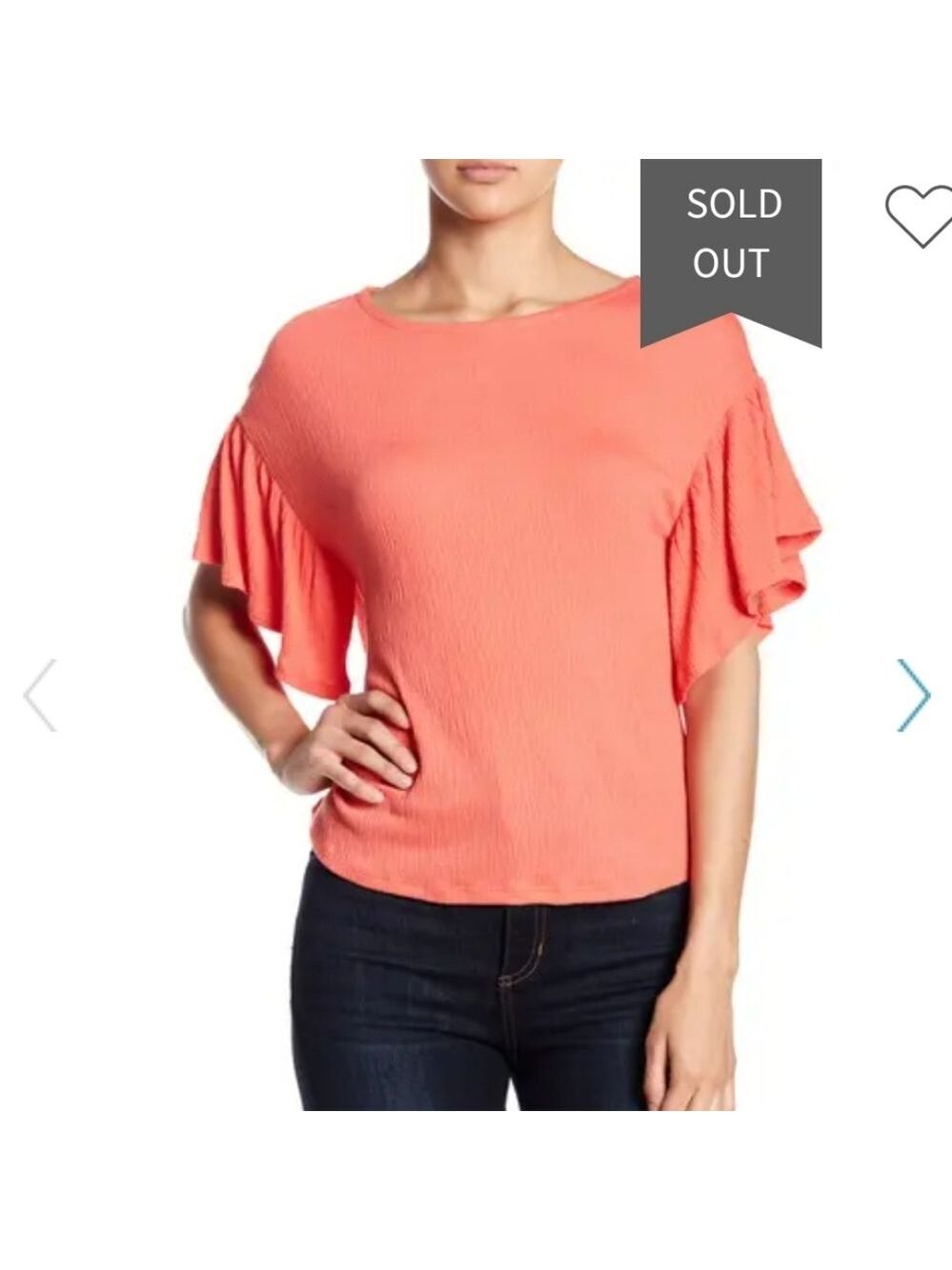 NWT  Hot Pink Ruffle Sleeve Textured Tee